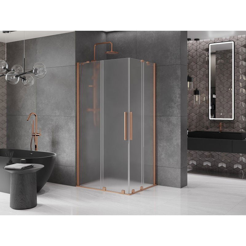 Mexen Velar Duo cabină de duș glisantă 90 x 80 cm, înghețat, cupru periat - 871-090-080-32-65