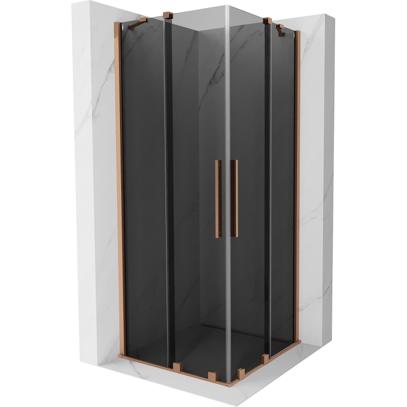 Mexen Velar Duo cabină de duș glisantă 100 x 100 cm, grafit, cupru periat - 871-100-100-42-65