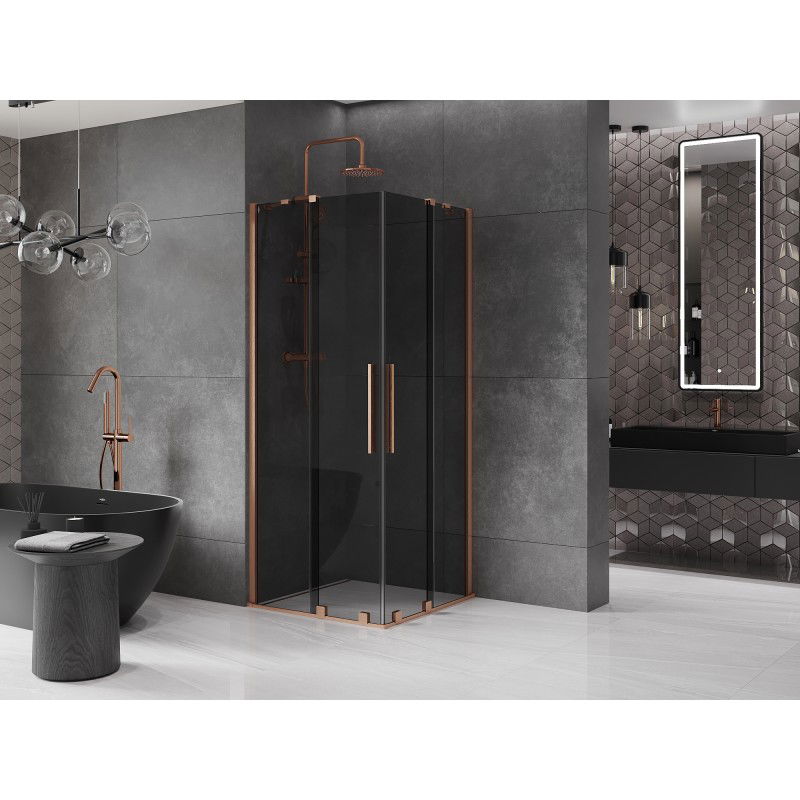 Mexen Velar Duo cabină de duș glisantă 90 x 90 cm, grafit, cupru periat - 871-090-090-42-65