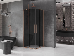 Mexen Velar Duo cabină de duș glisantă 90 x 90 cm, grafit, cupru periat - 871-090-090-42-65