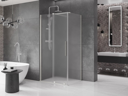 Mexen Velar cabină de duș glisantă 140 x 90 cm, înghețat, nichel periat - 871-140-090-31-97