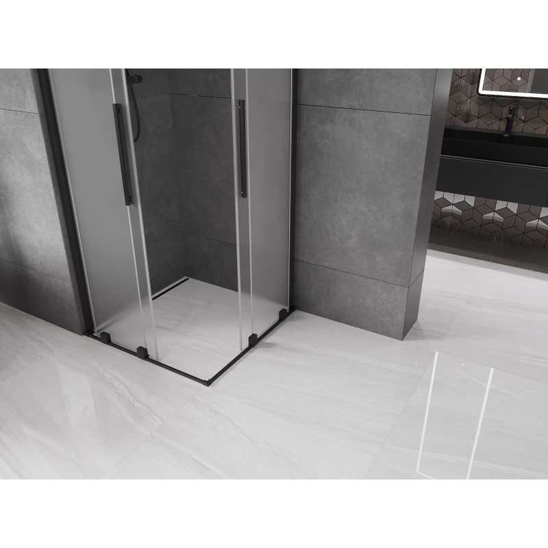 Mexen Velar Duo cabină de duș glisantă 100 x 100 cm, înghețată, neagră - 871-100-100-32-70