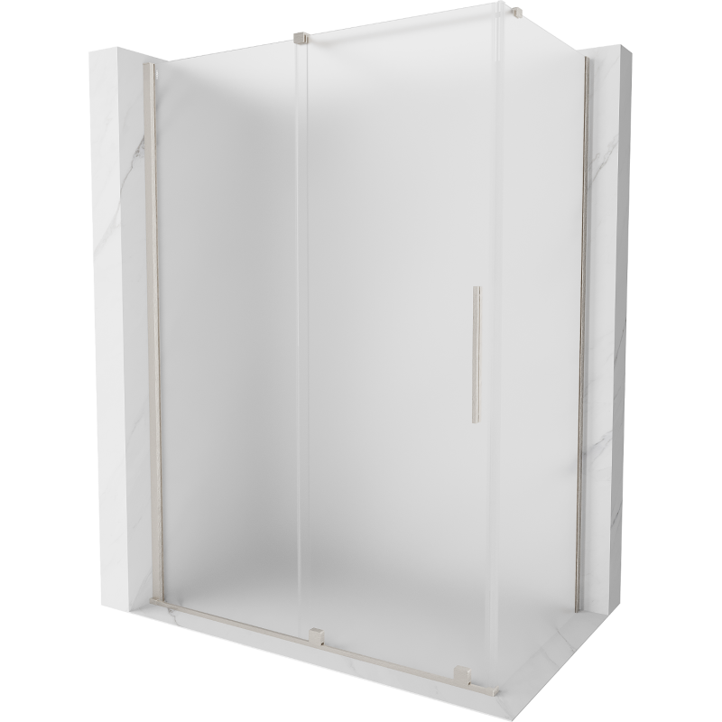 Mexen Velar tolóajtós zuhanykabin 150 x 80 cm, fagyott üveg, polírozott nikkel - 871-150-080-31-97