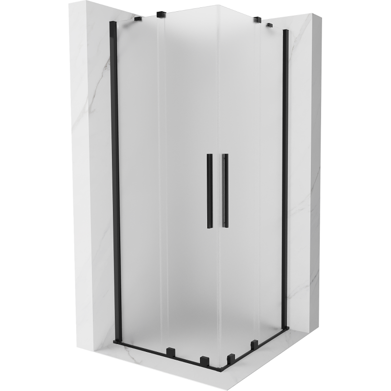 Mexen Velar Duo tolóajtós zuhanykabin 90 x 90 cm, matt, fekete - 871-090-090-32-70
