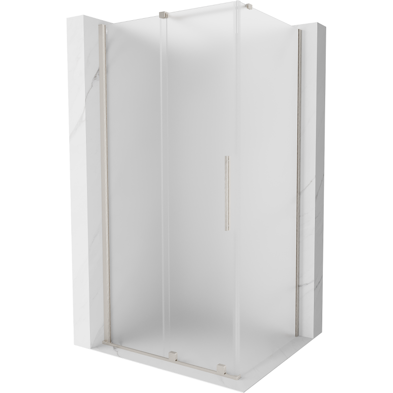 Mexen Velar toló zuhanykabin 150 x 100 cm, jégvirág, kefélt nikkel - 871-150-100-31-97