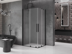 Mexen Velar Duo cabină de duș glisantă 90 x 80 cm, înghețată, neagră - 871-090-080-32-70