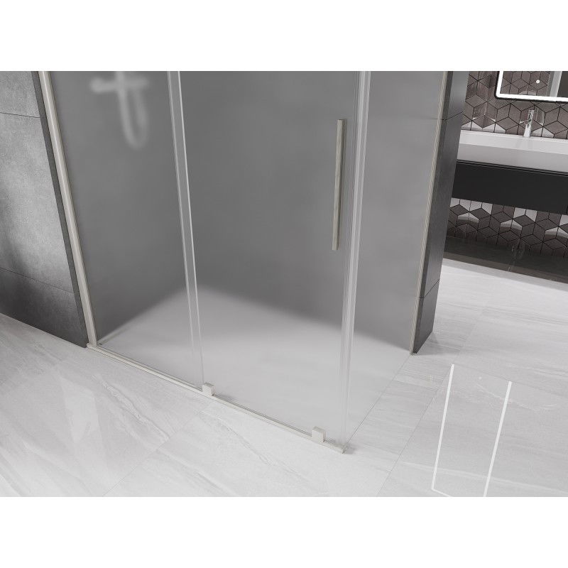 Mexen Velar eltolható zuhanykabin 150 x 80 cm, zúzmarás, kefélt nikkel - 871-150-080-31-97