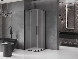 Mexen Velar Duo cabină de duș glisantă 100 x 100 cm, înghețat, negru - 871-100-100-32-70