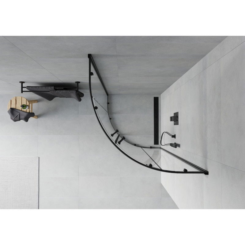 Mexen Rio félkör alakú zuhanykabin 80 x 80 cm, átlátszó, fekete - 863-080-080-70-00