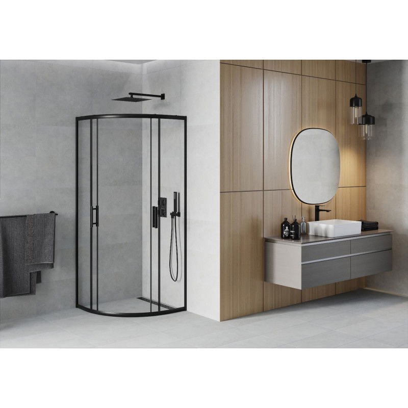 Mexen Rio cabină de duș semirotundă 90 x 90 cm, transparent, negru - 863-090-090-70-00