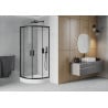 Mexen Rio cabina prysznicowa półokrągła 80 x 80 cm, przezroczysta, czarna + brodzik Rio, biały - 863-080-080-70-00-4710