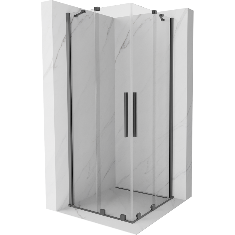 Mexen Velar Duo cabină de duș glisantă 100 x 100 cm, transparentă, gun metal - 871-100-100-02-95