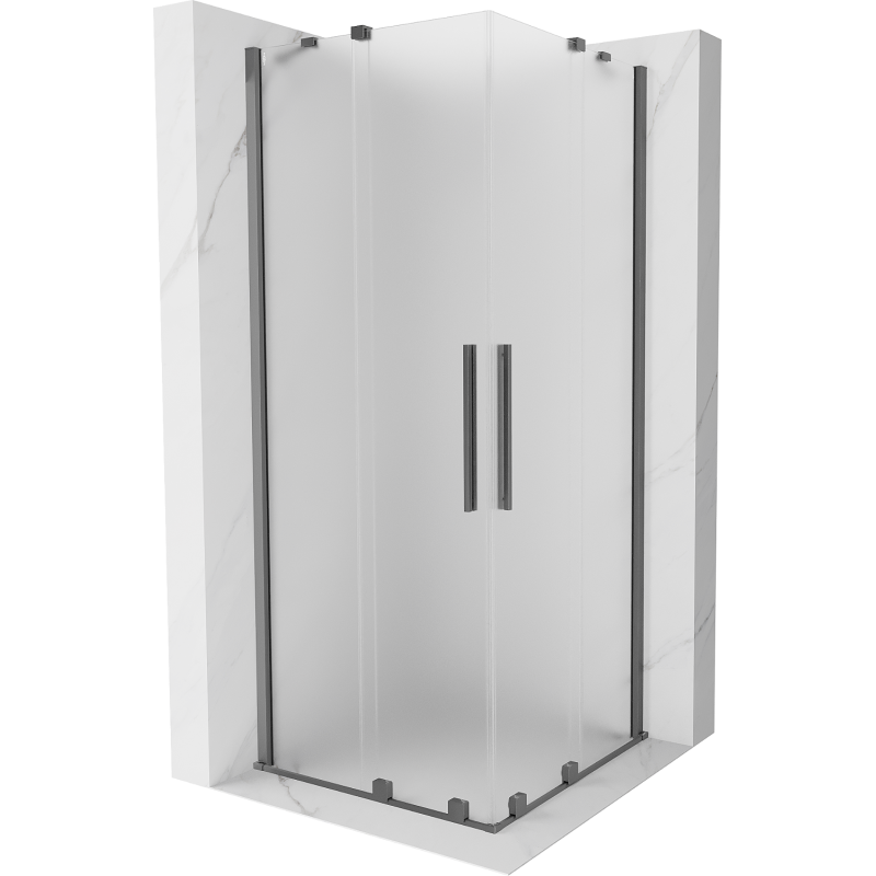 Mexen Velar Duo cabină de duș glisantă 90 x 90 cm, înghețată, metal pistol - 871-090-090-32-95