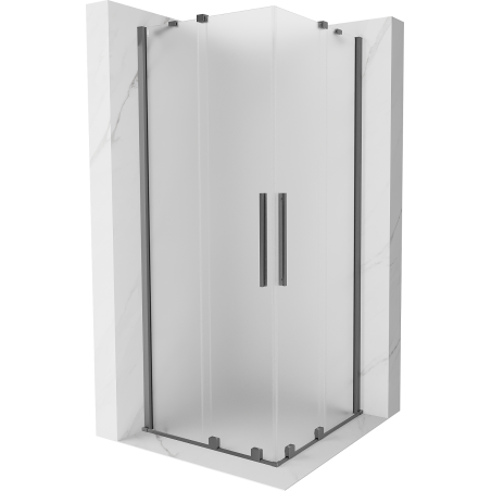 Mexen Velar Duo cabină de duș glisantă 90 x 90 cm, înghețată, metal pistol - 871-090-090-32-95