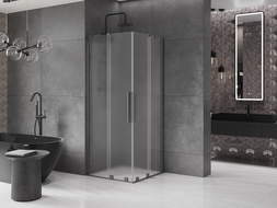 Mexen Velar Duo cabină de duș glisantă 100 x 100 cm, geam mat, metal gri - 871-100-100-32-95