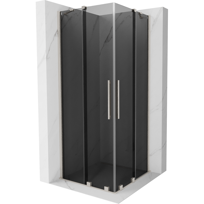 Mexen Velar Duo tolóajtós zuhanykabin 80 x 80 cm, grafit, csiszolt nikkel - 871-080-080-42-97