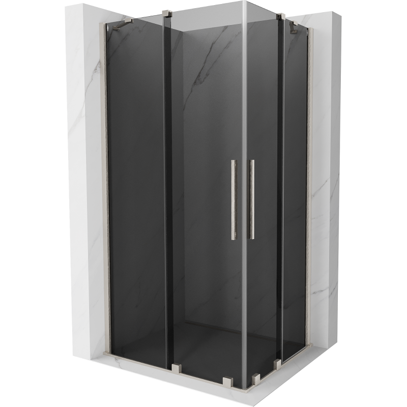 Mexen Velar Duo toló zuhanykabin 100 x 90 cm, grafit, kefélt nikkel - 871-100-090-42-97