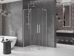 Mexen Velar L Duo cabină de duș glisantă 90 x 80 cm, transparent, crom - 871-090-080-02-03-01