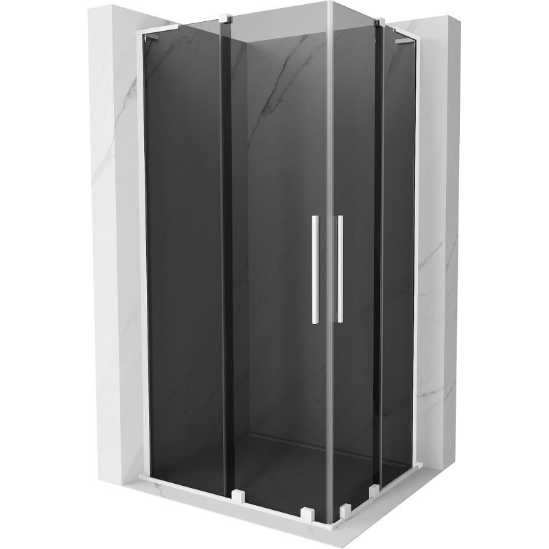 Mexen Velar L Duo cabină de duș glisantă 100 x 90 cm, grafit, albă - 871-100-090-02-43-20