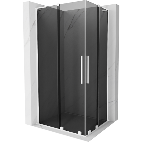 Mexen Velar L Duo cabină de duș glisantă 100 x 90 cm, grafit, albă - 871-100-090-02-43-20