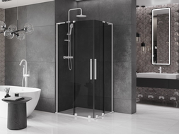 Mexen Velar L Duo cabină de duș culisantă 100 x 90 cm, grafit, alb - 871-100-090-02-43-20
