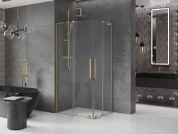 Mexen Velar L Duo cabină de duș glisantă 90 x 80 cm, transparentă, aurie - 871-090-080-02-03-50