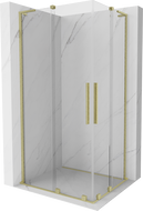 Mexen Velar L Duo cabină de duș glisantă 90 x 80 cm, transparentă, auriu periat - 871-090-080-02-03-55