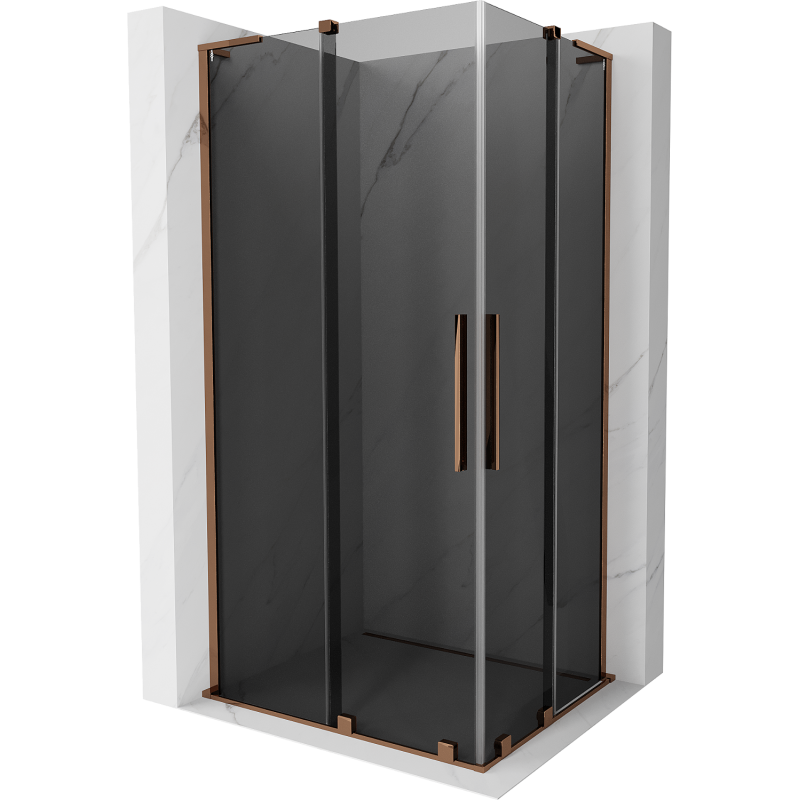 Mexen Velar L Duo cabină de duș glisantă 90 x 80 cm, grafit, aur roz - 871-090-080-02-43-60