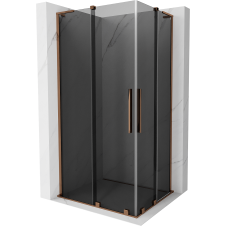 Mexen Velar L Duo cabină de duș glisantă 90 x 80 cm, grafit, aur roz - 871-090-080-02-43-60
