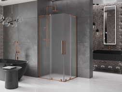 Mexen Velar L Duo cabină de duș glisantă 100 x 90 cm, satin, aur roz - 871-100-090-02-33-60