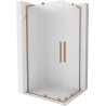 Mexen Velar L Duo tolóajtós zuhanykabin 100 x 90 cm, homokfúvott üveg, kefélt réz - 871-100-090-02-33-65