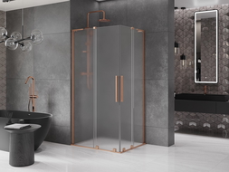 Mexen Velar L Duo cabină de duș cu deschidere glisantă 100 x 90 cm, sticlă mată, cupru periat - 871-100-090-02-33-65