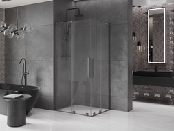 Mexen Velar L Duo cabină de duș glisantă 90 x 80 cm, transparent, gun gray periat - 871-090-080-02-03-66