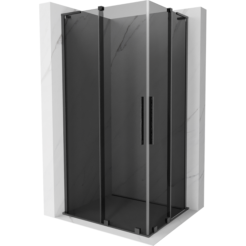Mexen Velar L Duo cabină de duș glisantă 90 x 80 cm, grafit, gri armat periat - 871-090-080-02-43-66