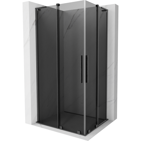 Mexen Velar L Duo cabină de duș glisantă 90 x 80 cm, grafit, gri armat periat - 871-090-080-02-43-66