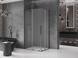 Mexen Velar L Duo cabină de duș glisantă 90 x 80 cm, mat abscons, gun gray periat - 871-090-080-02-33-66