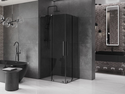Mexen Velar L Duo cabină de duș culisantă 100 x 90 cm, grafit, gri pistol periat - 871-100-090-02-43-66