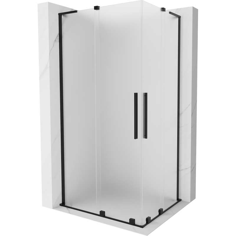 Mexen Velar L Duo cabină de duș glisantă 90 x 80 cm, înghețată, neagră - 871-090-080-02-33-70