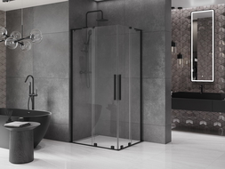 Mexen Velar L Duo cabină de duș cu uși glisante 90 x 80 cm, transparent, neagră - 871-090-080-02-03-70