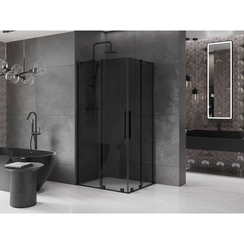 Mexen Velar L Duo cabină de duș glisantă 100 x 90 cm, grafit, negru - 871-100-090-02-43-70