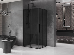 Mexen Velar L Duo cabină de duș glisant 100 x 90 cm, grafit, negru - 871-100-090-02-43-70
