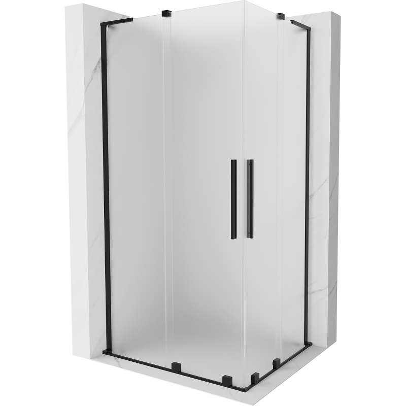 Mexen Velar L Duo tolóajtós zuhanykabin 100 x 90 cm, fagyos, fekete - 871-100-090-02-33-70
