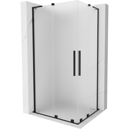 Mexen Velar L Duo tolóajtós zuhanykabin 100 x 90 cm, fagyos, fekete - 871-100-090-02-33-70
