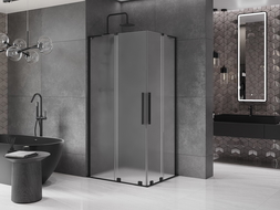 Mexen Velar L Duo cabină de duș glisantă 90 x 80 cm, înghețat, negru - 871-090-080-02-33-70