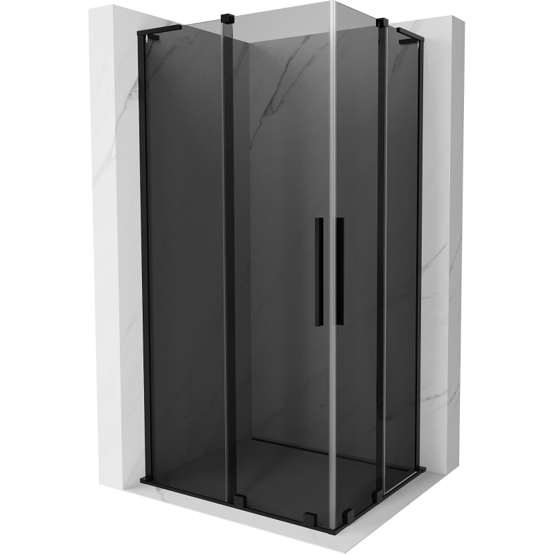 Mexen Velar L Duo cabină de duș glisantă 90 x 80 cm, grafit, neagră - 871-090-080-02-43-70