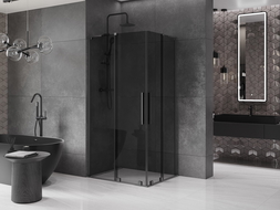 Mexen Velar L Duo cabină de duș glisantă 100 x 90 cm, grafit, Gun metal - 871-100-090-02-43-95