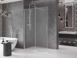 Mexen Velar perete de duș glisant Walk-in 140 x 200 cm, sticlă mată 8 mm, crom - 871-140-000-33-01