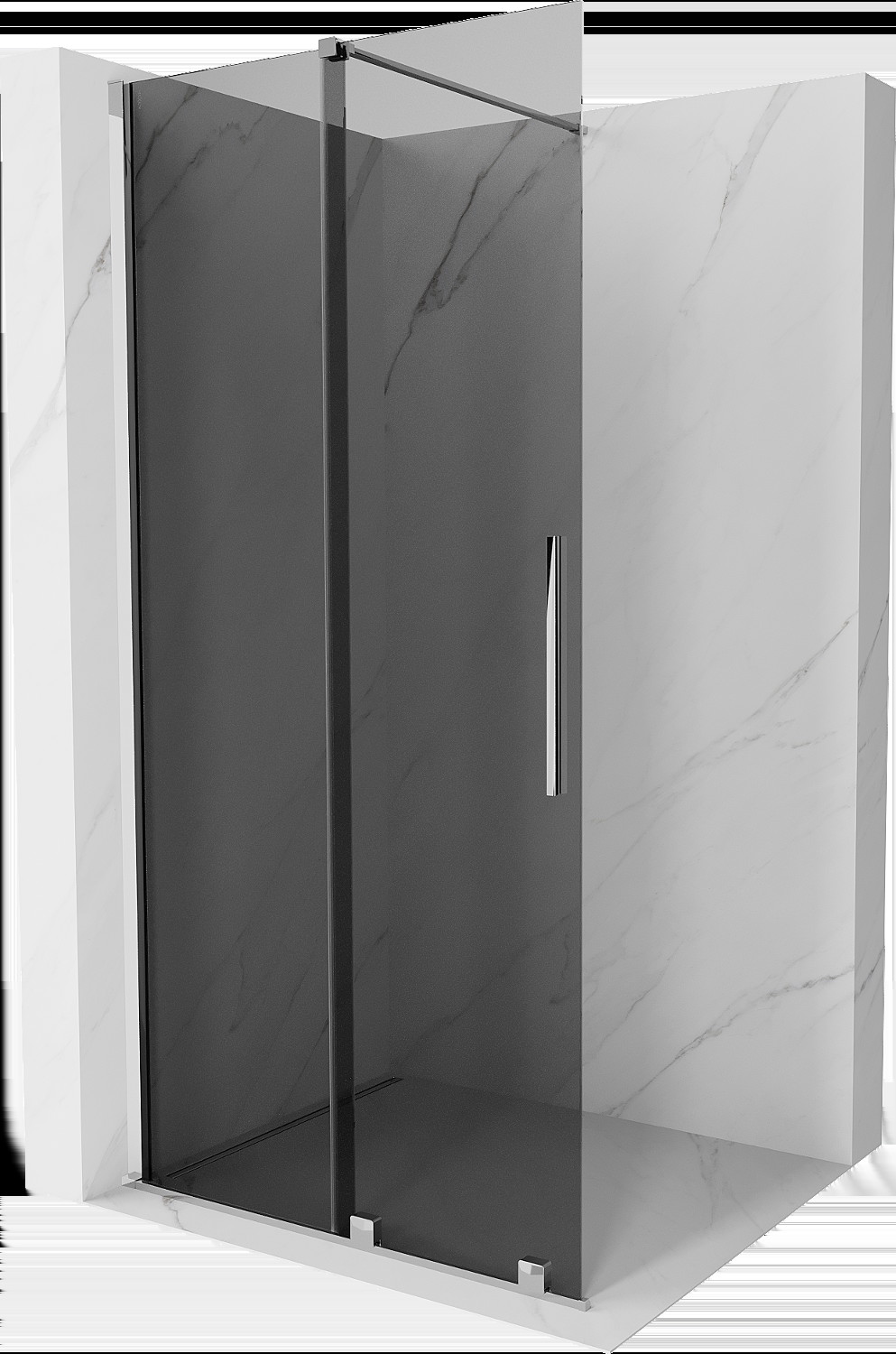 Mexen Velar perete duș extensibil Walk-in 80 x 200 cm, grafit 8 mm, crom - 871-080-000-43-01