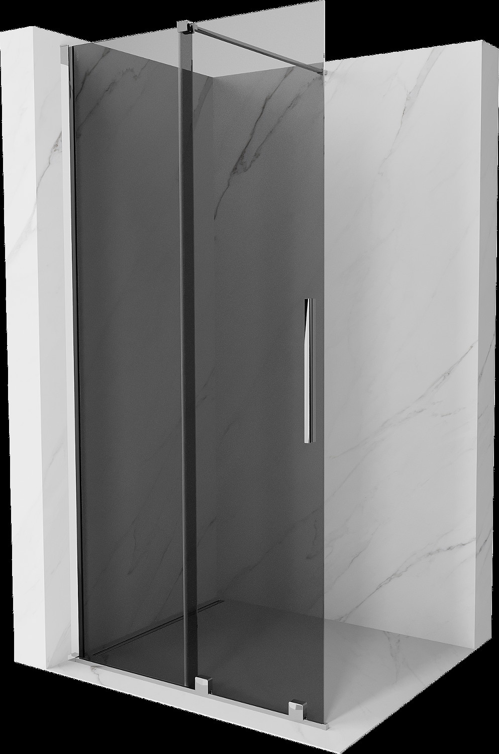 Mexen Velar perete duș glisant Walk-in 90 x 200 cm, grafit 8 mm, crom - 871-090-000-43-01