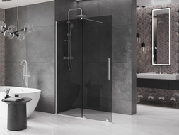 Mexen Velar perete de duș extensibil Walk-in 140 x 200 cm, grafit 8 mm, crom - 871-140-000-43-01